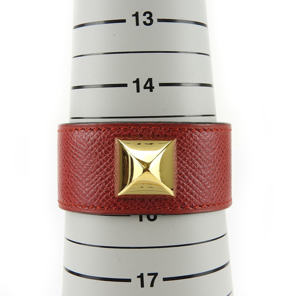 Hermes Hermes Medor Epsom Metal Red Bangle Leather Bangle - Picture 11 of 11